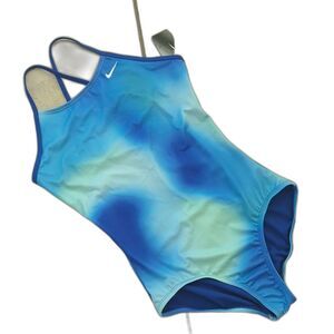 NWT Nike Girls Spectrum Blue Green Crossback One Piece Swimsuit - XL